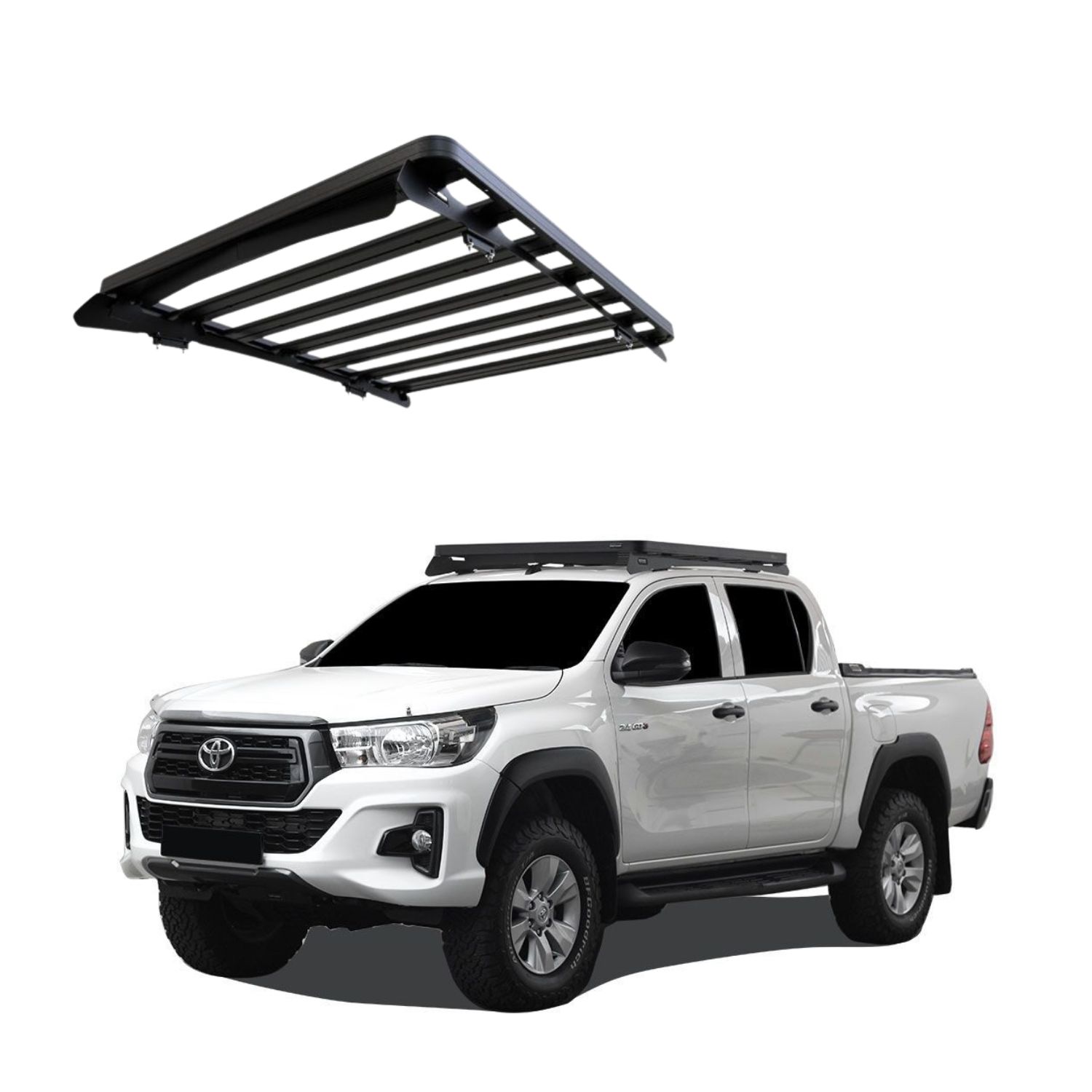 HILUX (2016 – current) LOW PROFILE (1358mm) SLIMLINE II ROOF RACK KIT – KRTH012T HILUX (2016 - current) LOW PROFILE (1358mm) SLIMLINE II ROOF RACK KIT - KRTH012T - Image 1