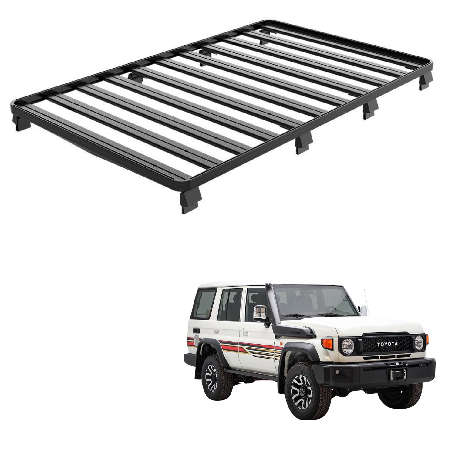 LC76-1964mm-SLIMLINE-II-ROOF-RACK-KIT-1 LC76 (2166mm) SLIMLINE II (3/4) ROOF RACK KIT - KRTL026L - Image 1