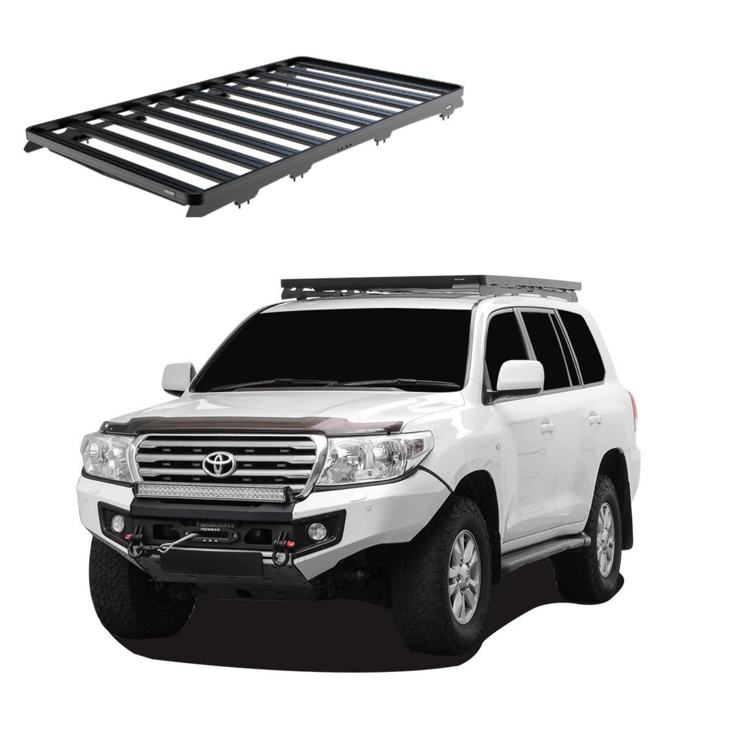 LC200-LX570-2166mm-LOW-PROFILE-SLIMLINE-II-ROOF-RACK-KIT-–-KRTL042T- LC200 / LX570 (2166mm) LOW PROFILE SLIMLINE II ROOF RACK KIT - KRTL042T - Image 1