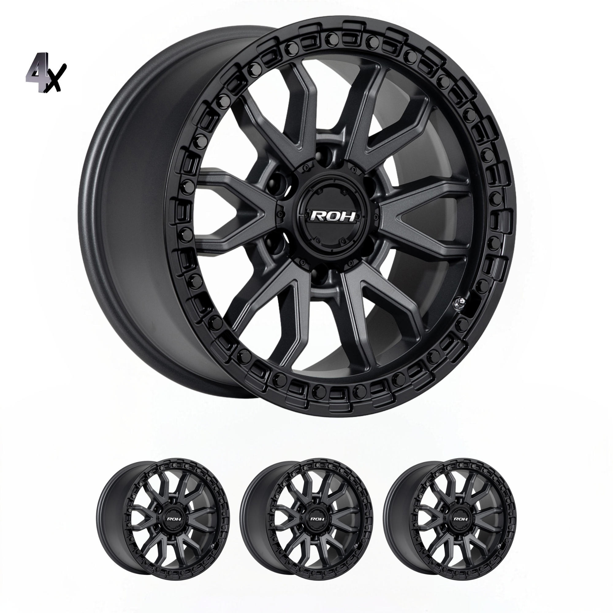 RAD17935GC-1.jpg EVEREST (17X9) RAID MATT BLACK GRAPHITE 4x ALLOY WHEELS (6/139) +35 - Image 1