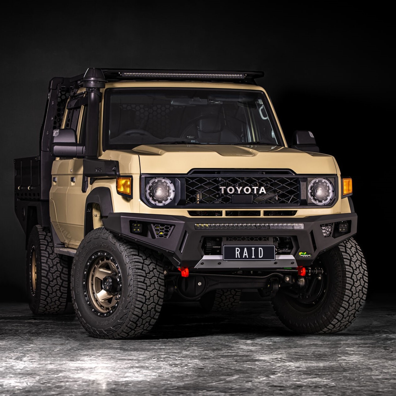 WebReady-Raid-Bar-to-suit-Toyota-Landcruiser-76-78-79-Series-Dual-Cab-2024.jpg LC79 RAID BULL BAR with RECOVERY POINTS and WINCH COMPATIBLE - Image 1