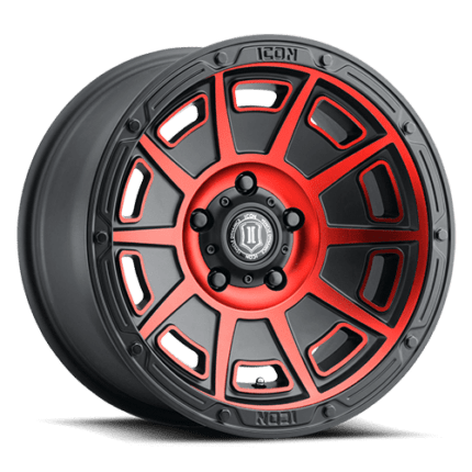 3017857345SBRT VICTORY 5x5 / 17x8.50 SATIN BLACK WITH RED TINT