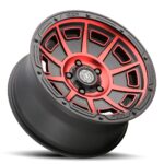 JK/JL/JT (17×8.50) 5 x VICTORY SATIN BLACK WITH RED TINT 5×5 -6 OFFSET - Image 2