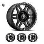 LC100/LC200/LX470/LX570 (17x8.50) 4 x SATIN BLACK SIX SPEED 5x150 +25 Offset