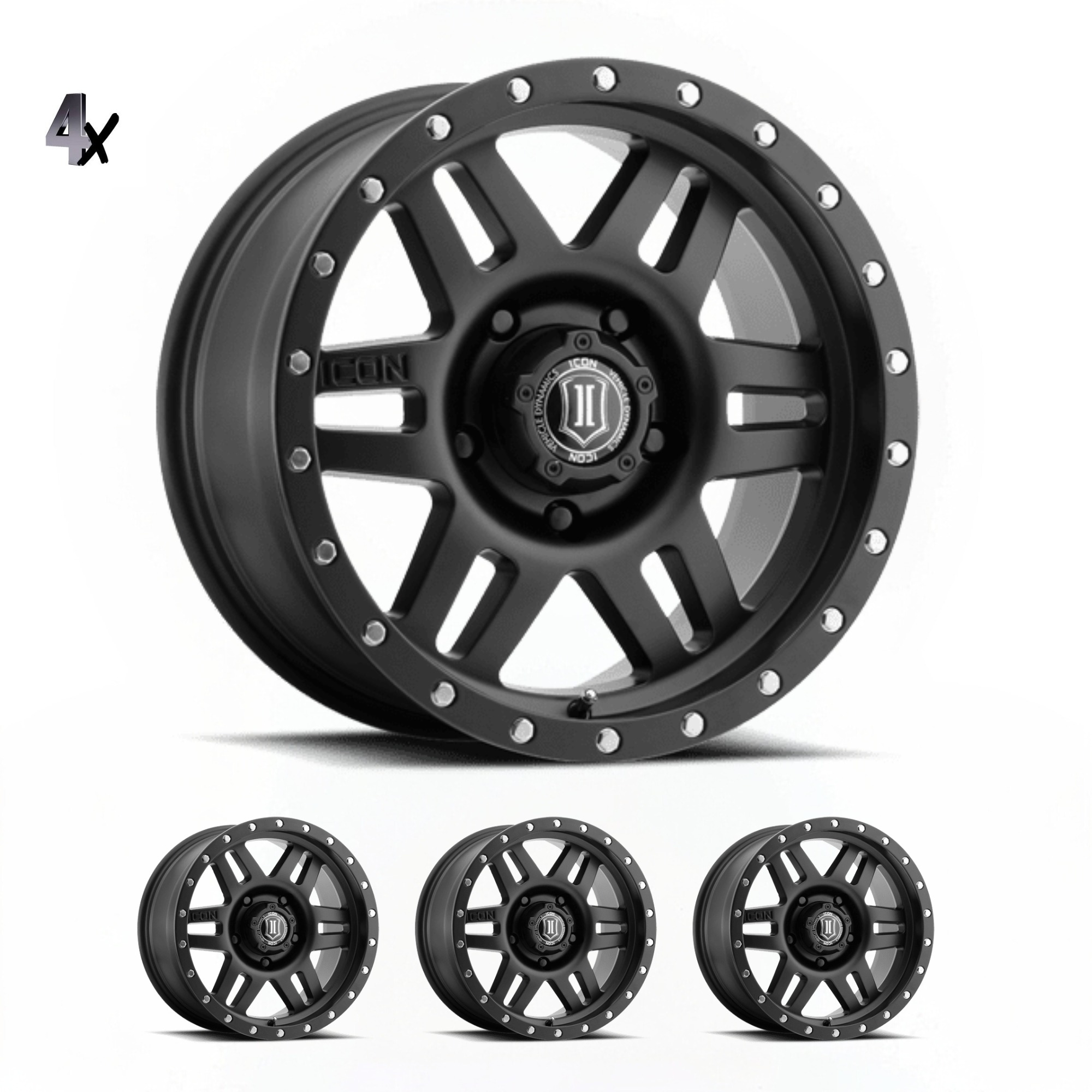 1417855557SB.jpg LC100/LC200/LX470/LX570 (17x8.50) 4 x SATIN BLACK SIX SPEED 5x150 +25 Offset - Image 1