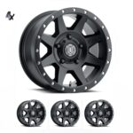 LC100/LC200/LX470/LX570 (17×8.50) 4 x REBOUND SATIN BLACK SIX SPEED 5×150 +25 Offset