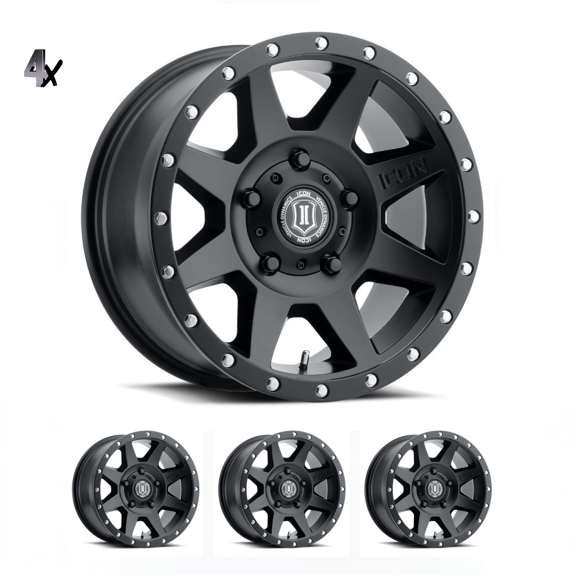 1817855557SB1.jpg LC100/LC200/LX470/LX570 (17×8.50) 4 x REBOUND SATIN BLACK SIX SPEED 5×150 +25 Offset - Image 1