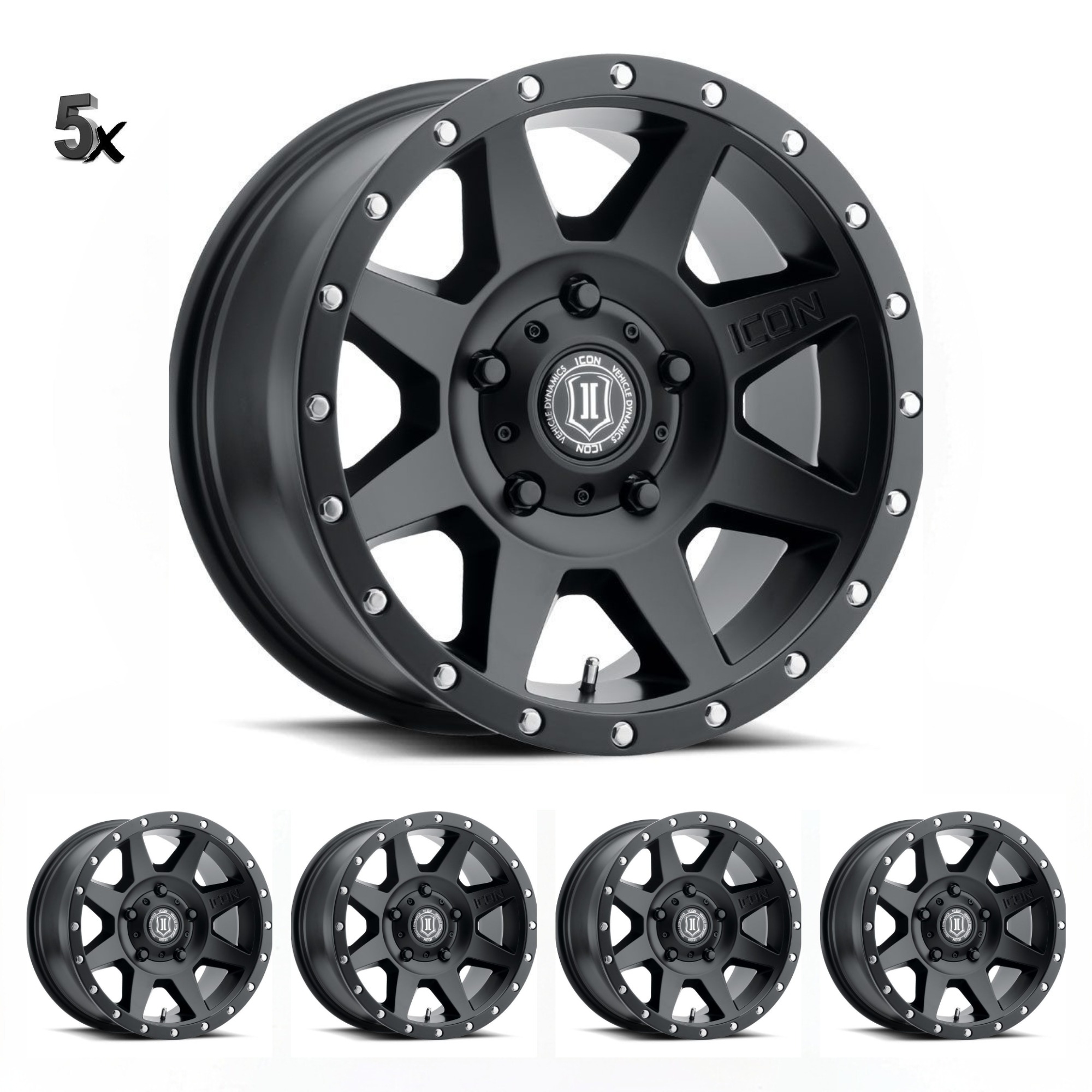 1817857345SB.jpg JK/JL/JT (17×8.50) 5 x REBOUND SATIN BLACK 5×5 -6 OFFSET - Image 1