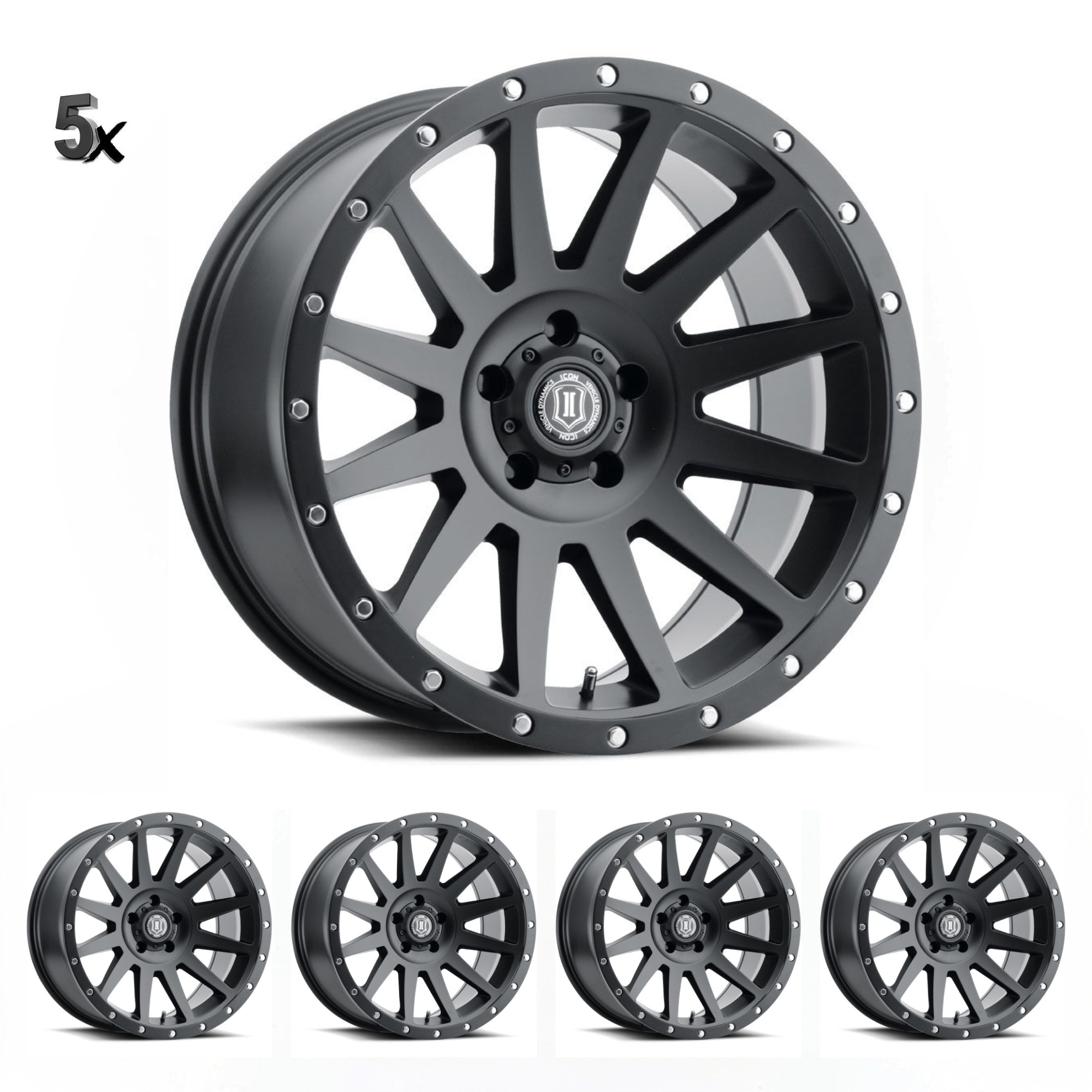 2017857345SB.jpg JK/JL/JT (17×8.50) 5 x COMPRESSION SATIN BLACK 5×5 -6 OFFSET - Image 1