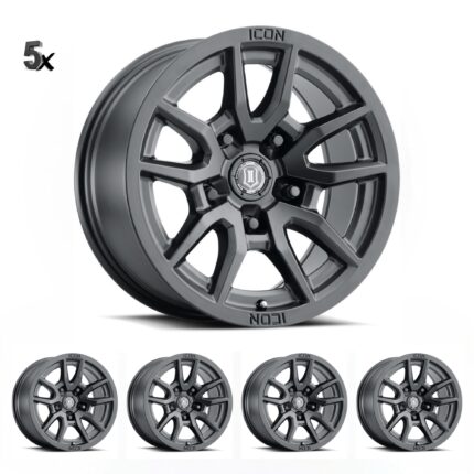 JK/JL/JT (17x8.50) 5 x VECTOR5 SATIN BLACK 5x5 -6 OFFSET