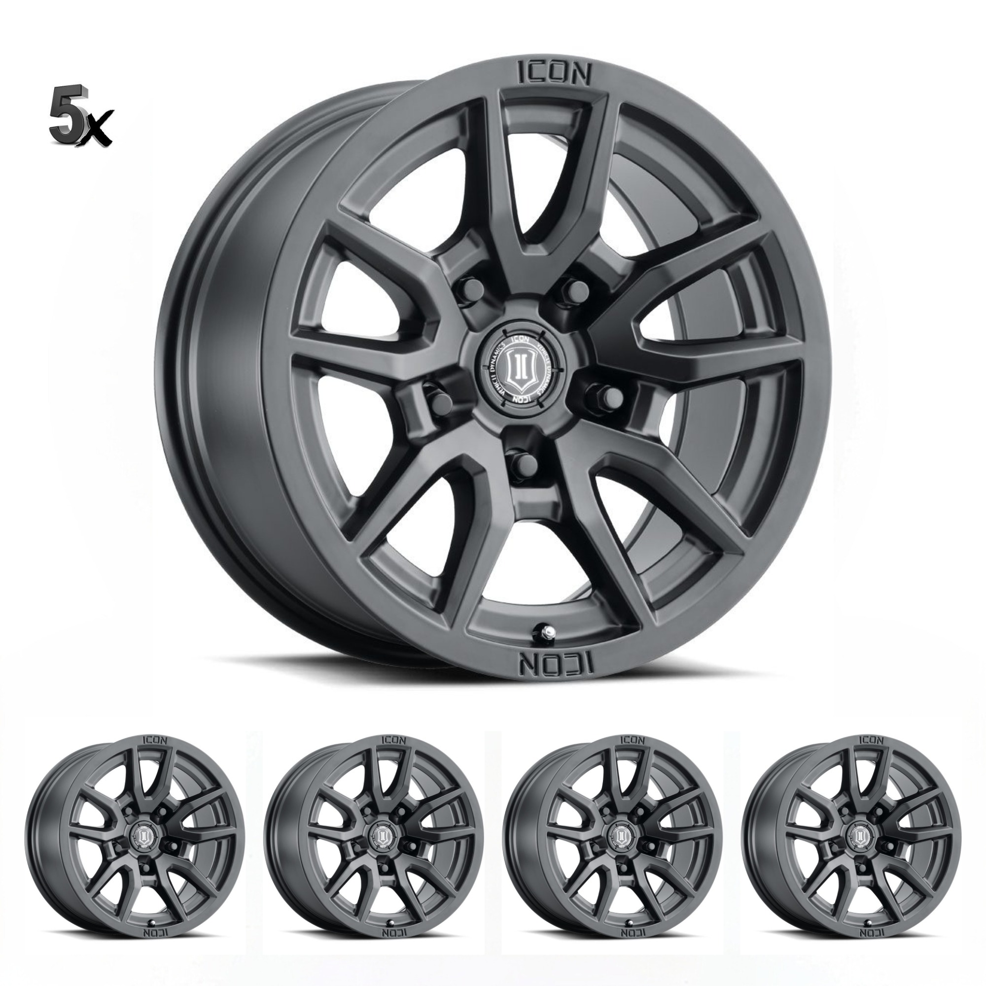 2617857345SB.jpg JK/JL/JT (17x8.50) 5 x VECTOR5 SATIN BLACK 5x5 -6 OFFSET - Image 1