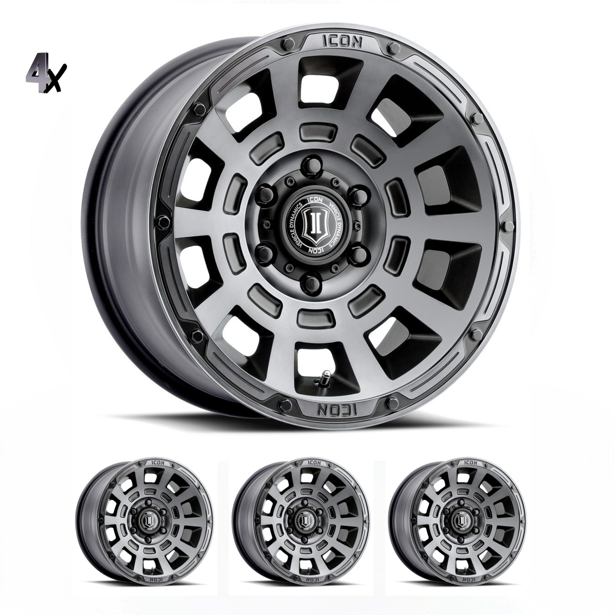 2817855557SSBT.jpg LC100/LC200/LX470/LX570 (17×8.50) 4 THRUST SMOKED SATIN BLACK TINT 5×150 +25 Offset - Image 1