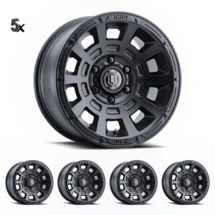 JK/JL/JT (17x8.50) 5 x THRUST SATIN BLACK 5x5 -6 OFFSET