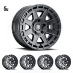 JK/JL/JT (17×8.50) 5 x COMPASS SATIN BLACK 5×5 -6 OFFSET