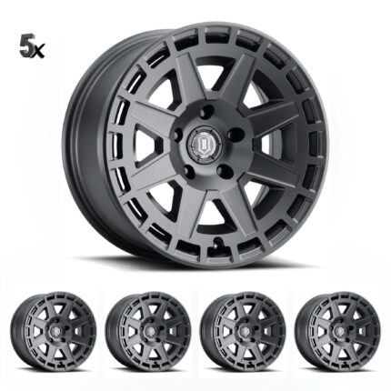 JK/JL/JT (17×8.50) 5 x COMPASS SATIN BLACK 5×5 -6 OFFSET