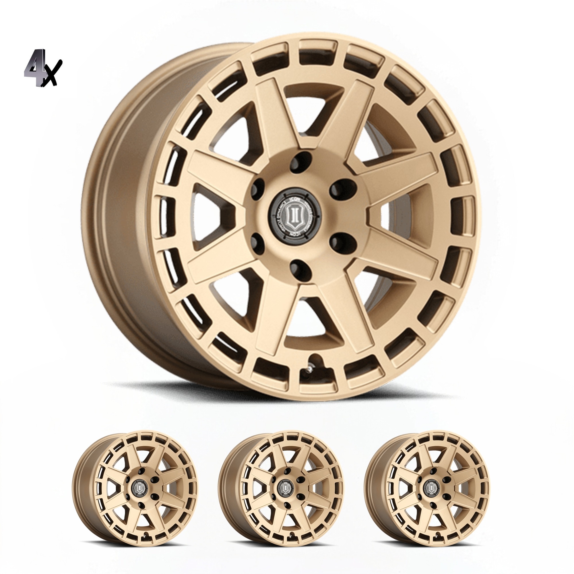 3217858347BS.jpg BRONCO (17x8.50) 4x COMPASS SATIN BRASS 6x5.5" (0 OFFSET) - Image 1