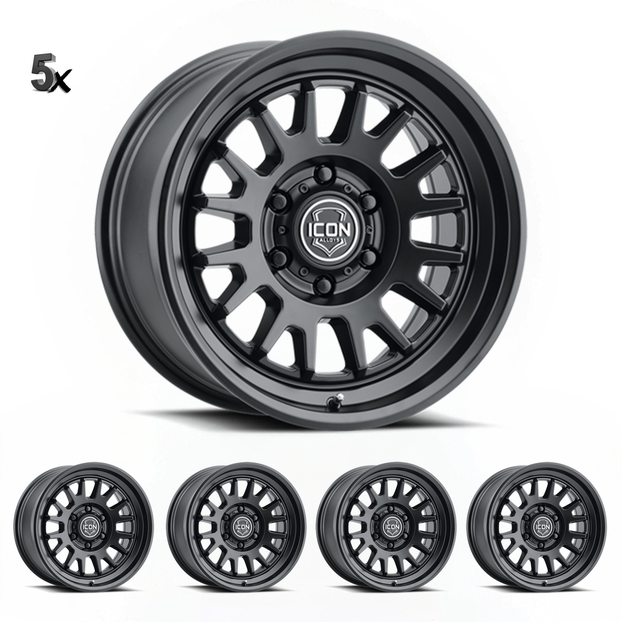 ANZA-_-SATIN-BLACK-x-5.jpg JK/JL/JT (17x8.5) 5x ANZA SATIN BLACK 5x5 -6 OFFSET - Image 1
