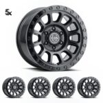 JK/JL/JT (17x8.5) 5x HULSE DBL BLACK 5x5 -6 OFFSET