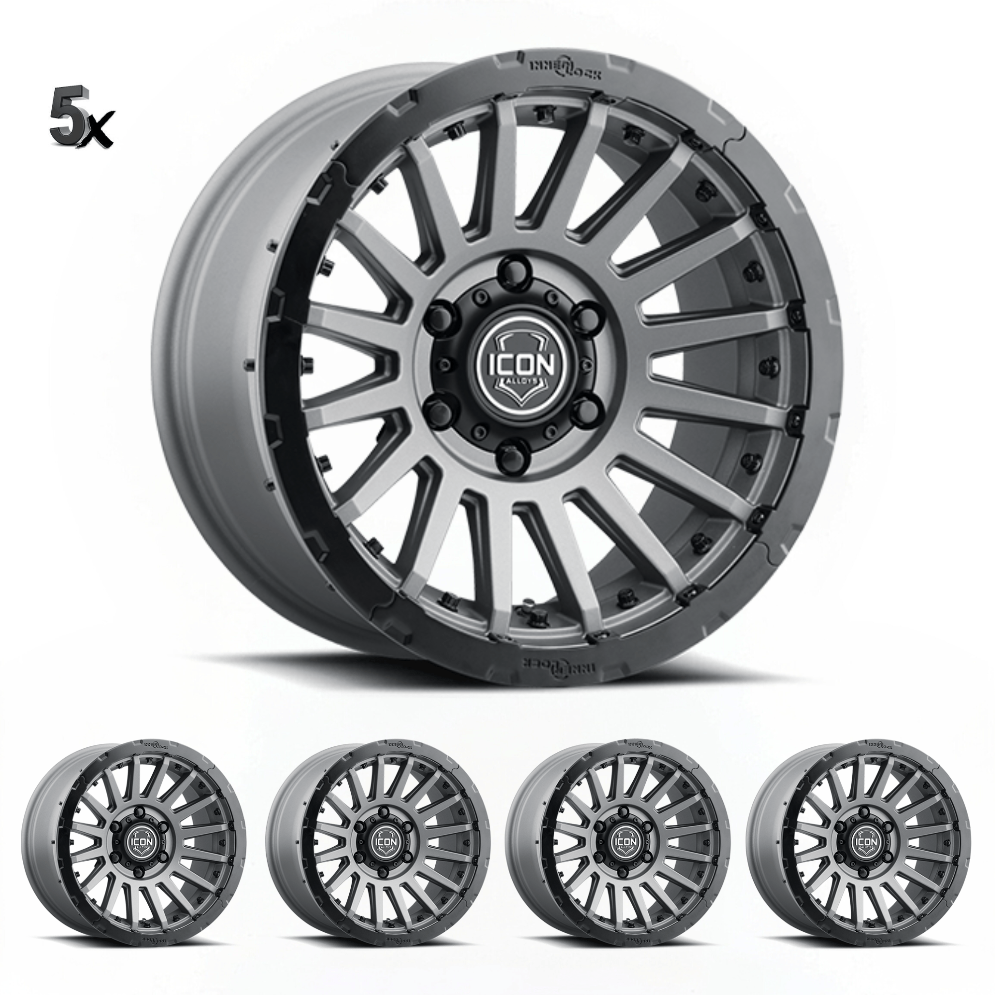 RECON-PRO-_-CHARCOAL-x-5.png JK/JL/JT (17x8.5) 5x RECON PRO CHARCOAL 5x5 -6 OFFSET - Image 1