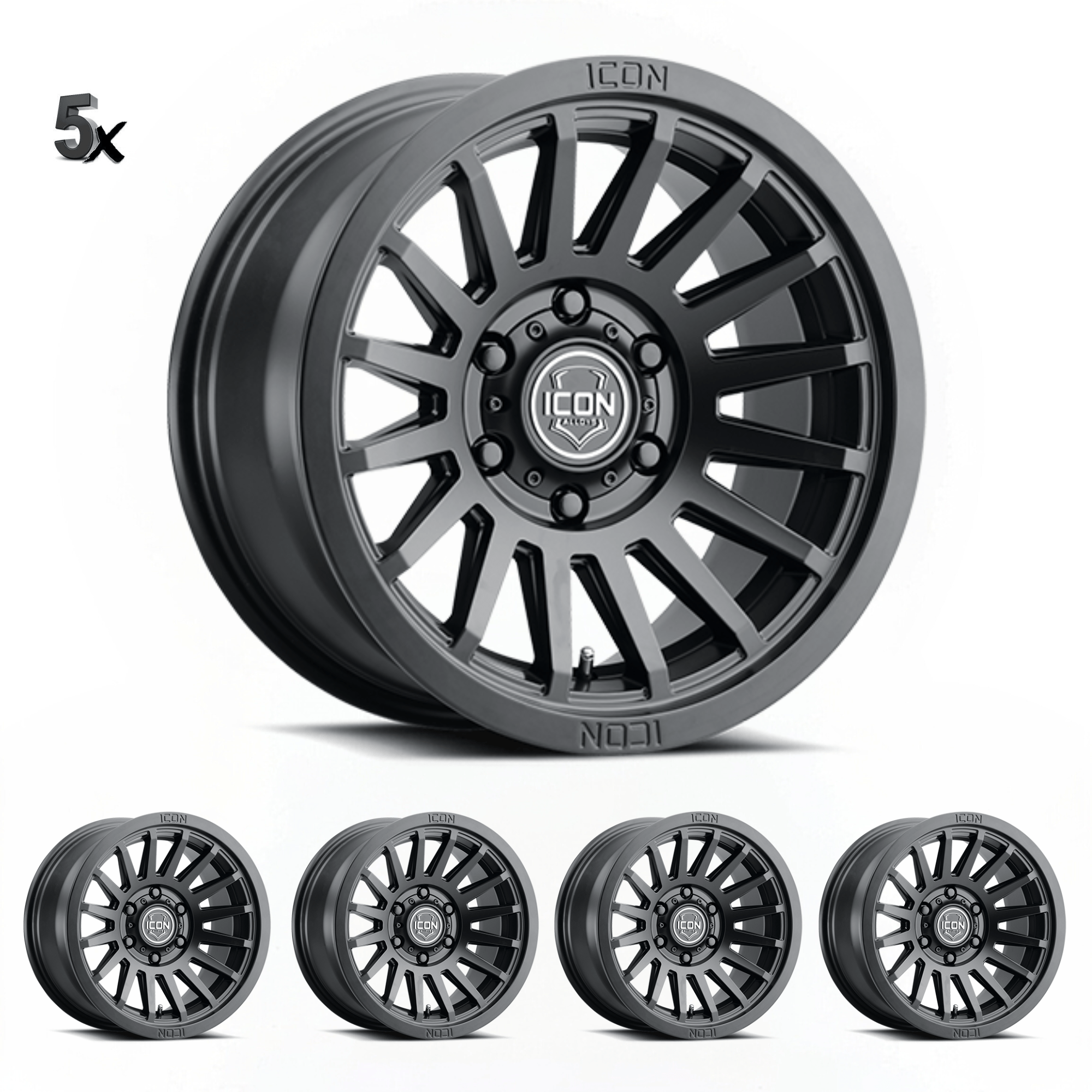 RECON-SLX-_-SATIN-BLACK-x-5.png Y61 (17x8.5) 5x RECON SLX SATIN BLACK 6x5.5" (0 OFFSET) - Image 1