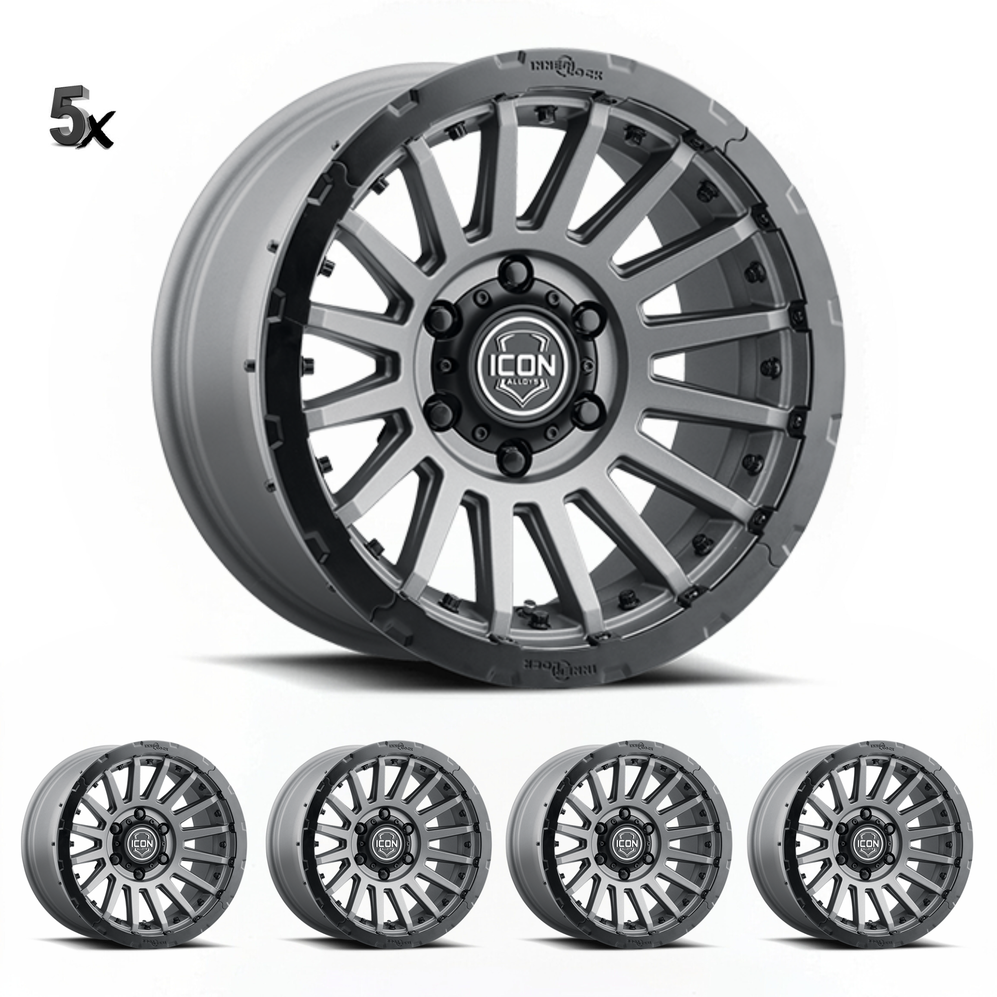 RECON-PRO-_-CHARCOAL-x-5 Y61 (17x8.5) 5x RECON PRO CHARCOAL 6x5.5" (0 OFFSET) - Image 1