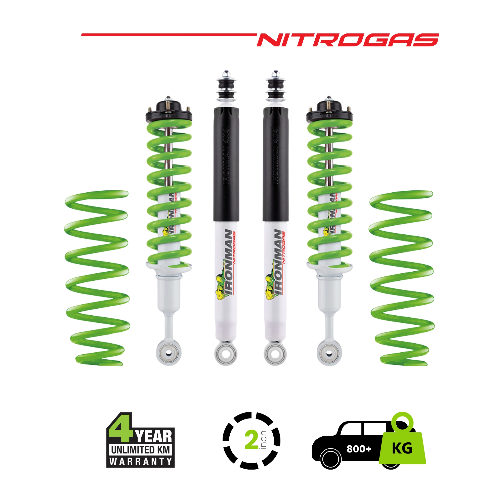 LC200-Nitrogas-Suspension-Kit-800 LC200 2 Inch Nitrogas Kit - 800+ Extra Heavy - Image 1