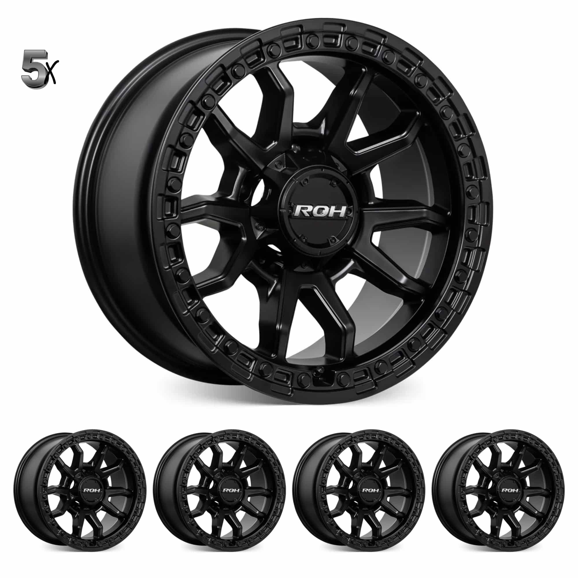 5-x-Raid-5-Matt-Black.jpg LC71/LC76/LC78/LC79 (17X9) RAID 5 MATT BLACK 5x ALLOY WHEELS (5/150) -12 / -59 - Image 1