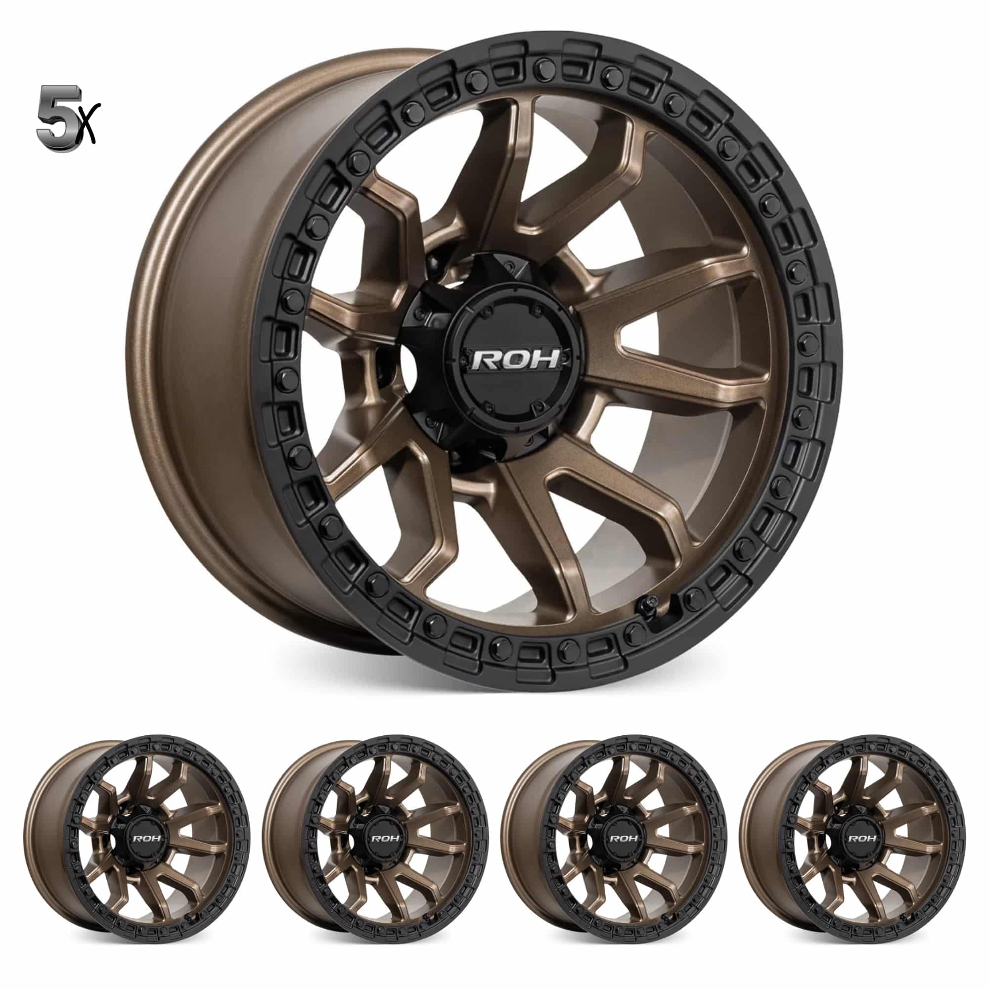5-x-Raid-5-Matt-Bronze.jpg LC71/LC76/LC78/LC79 (17X9) RAID 5 MATT BRONZE 5x ALLOY WHEELS (5/150) -12 / -59LC71/LC76/LC78/LC79 (17X9) 5x MATT BLACK BRONZE ASSAULT WHEELS (6/139) - Image 1