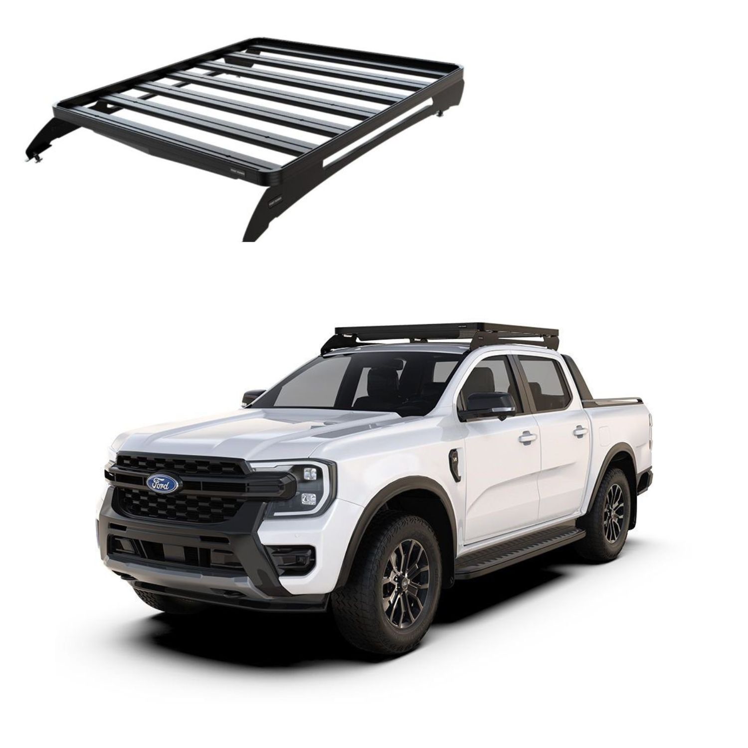 Ranger T6.2 WildtrakRaptor Double Cab (2022-Current) Slimline II Roof Rack Kit – KRFR015T Ranger T6.2 Wildtrak/Raptor Double Cab (2022-Current) Slimline II Roof Rack Kit - KRFR015T - Image 1