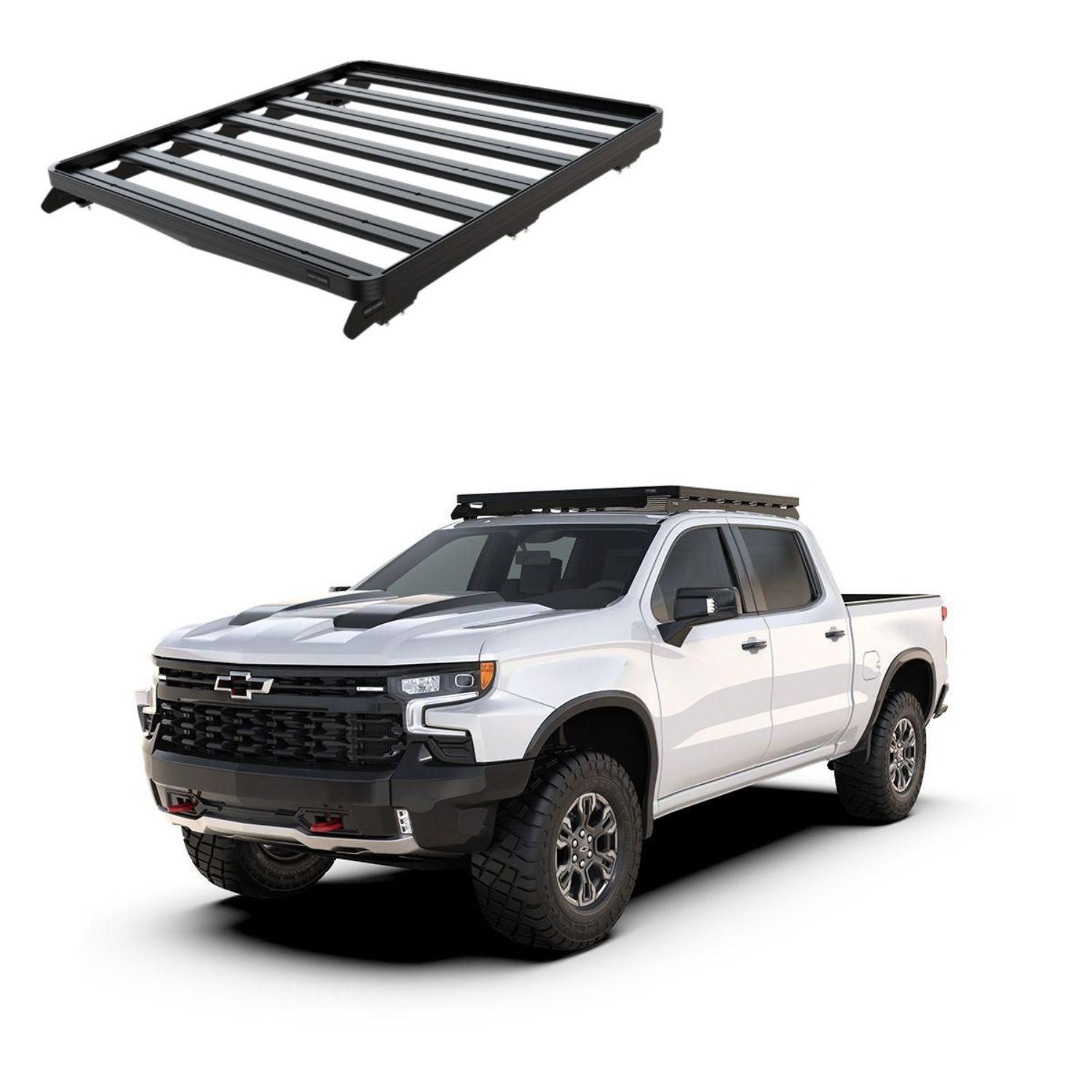 SILVERADOSIERRA 1500 (1358mm) CREW CAB (2019+) SLIMLINE II ROOF RACK KIT LOW PROFILE – KRCS010T SILVERADO/SIERRA 1500 (1358mm) CREW CAB (2019+) SLIMLINE II ROOF RACK KIT / LOW PROFILE - KRCS010T - Image 1