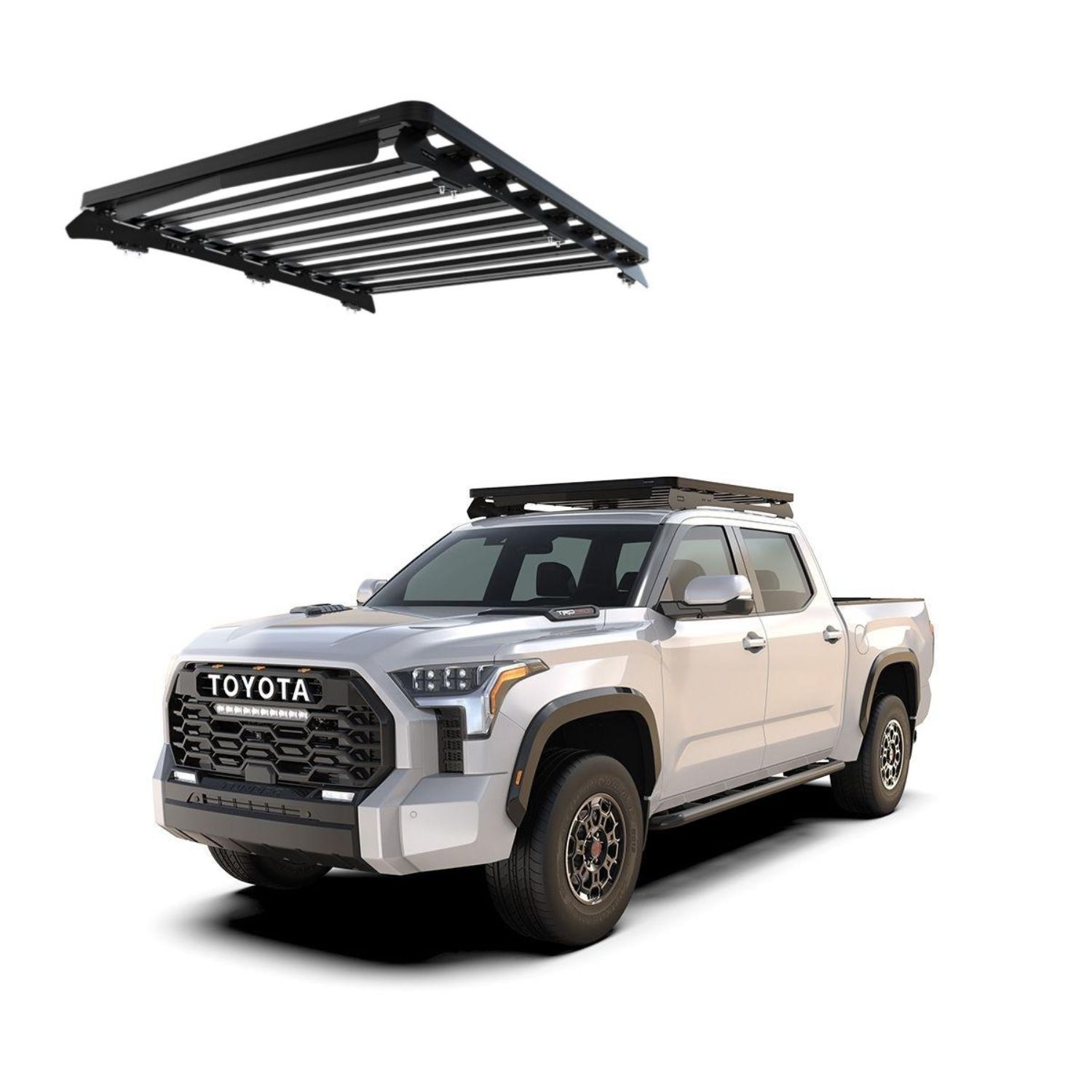 TUNDRA CREW MAX (1560) SLIMLINE II ROOF RACK KIT LOW PROFILE – KRTT008T TUNDRA CREW MAX (1560) SLIMLINE II ROOF RACK KIT / LOW PROFILE - KRTT008T - Image 1